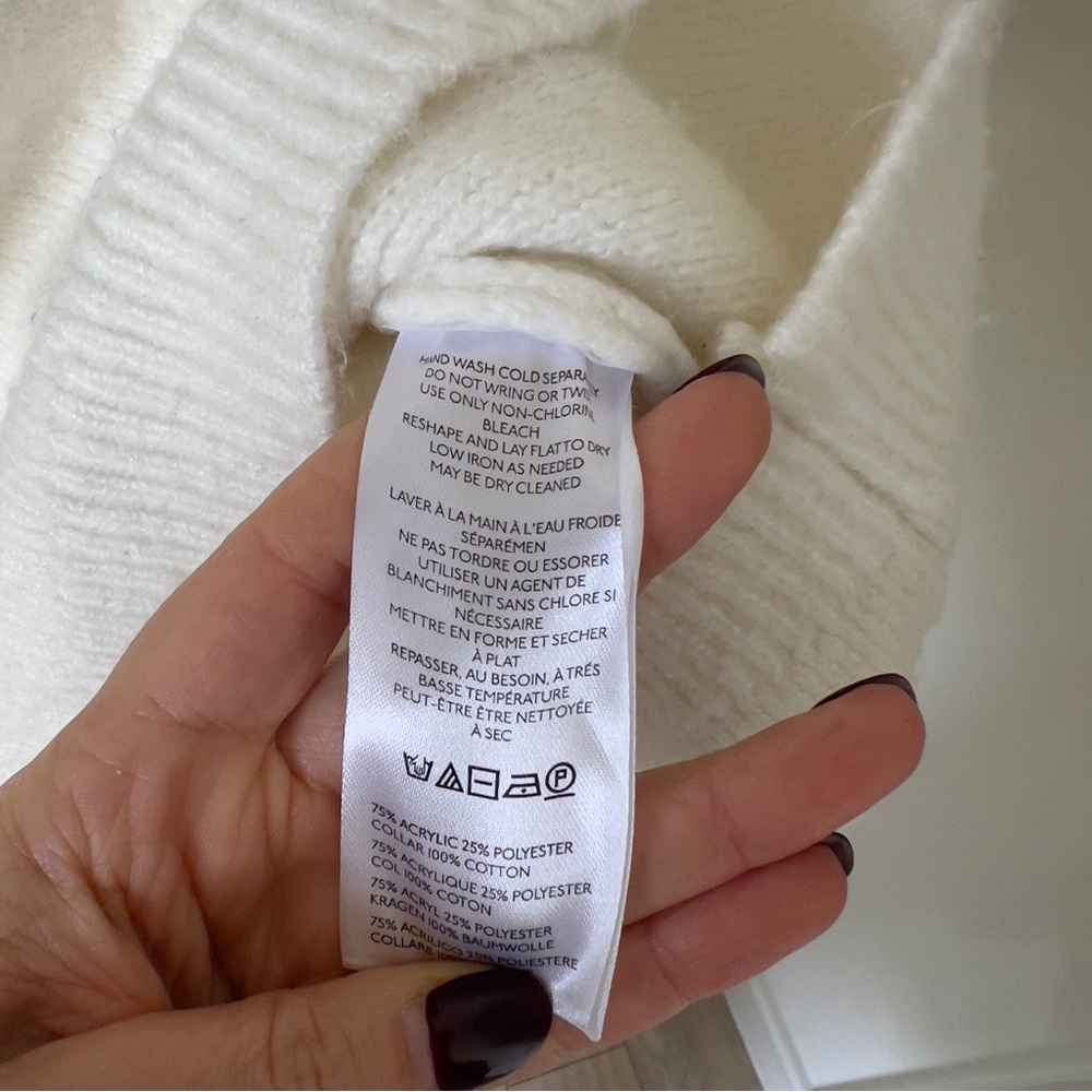 Anthropologie Maeve Denim Polo Sweater in Ivory and Blue - Picture 7 of 7